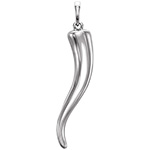 Solid Sterling Silver Italian Horn Pendant