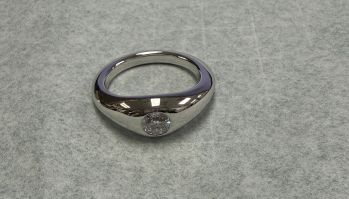 Men's 3/4 Carat Bezel-Set Solitaire Diamond Ring in 14K White Gold 4