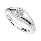 Platinum 3/4 Carat Bezel-Set Diamond Solitaire Ring for Men
