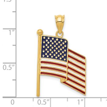 14K Gold Waving American Flag Pendant 3