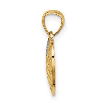 American Flag Cross Heart Pendant in 14K Two-Tone Gold 2