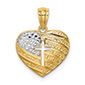 American Flag Cross Heart Pendant in 14K Two-Tone Gold