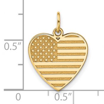 American Flag Heart Pendant, 14K Gold 4