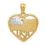 American Flag Heart Pendant in 14K Gold Two-Tone