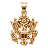 Liberty Shield American Eagle US Insignia Pendant in 14K Gold