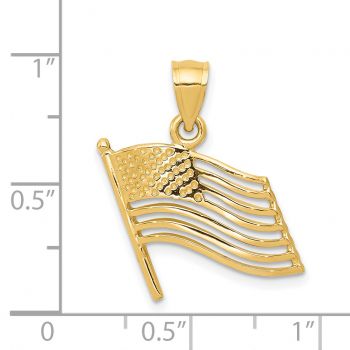 14K Gold Open American Flag Pendant 2