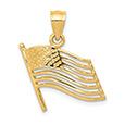 14K Gold Open American Flag Pendant