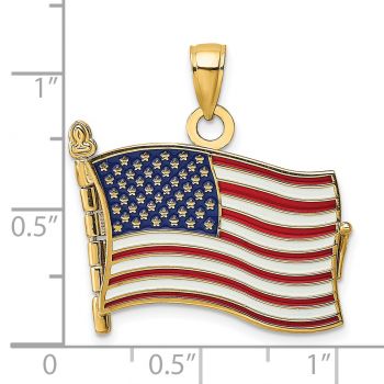 Pledge of Allegiance American Flag Book Pendant in 14K Gold 6