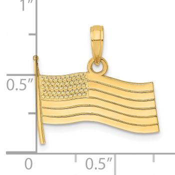 14K Gold Polished American Flag Pendant 2
