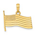 14K Gold Polished American Flag Pendant
