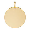 14K Gold 3/4" Engravable Disc Charm Pendant