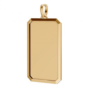 14K Gold Engravable Rectangle Pendant with Raised Border 2