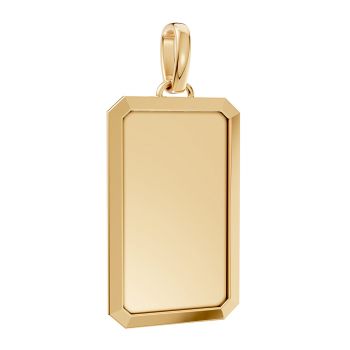 14K Gold Engravable Rectangle Pendant with Raised Border 5
