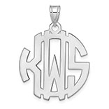 14K White Gold Circle Monogram Pendant