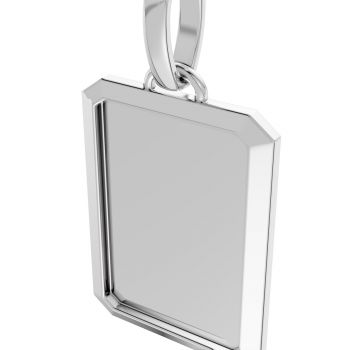 14K White Gold Engravable Rectangle Pendant with Frame 5