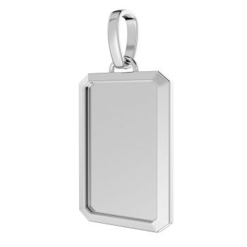 14K White Gold Engravable Rectangle Pendant with Frame 2