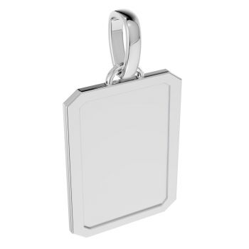 14K White Gold Engravable Rectangle Pendant with Frame 3