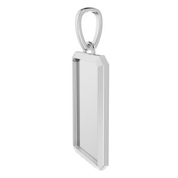 14K White Gold Engravable Rectangle Pendant with Frame 4