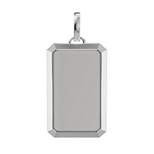 14K White Gold Rectangle Pendant with Border
