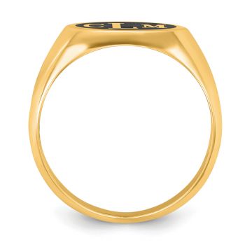 Men's Enameled Monogram Signet Ring, 14K Gold 2