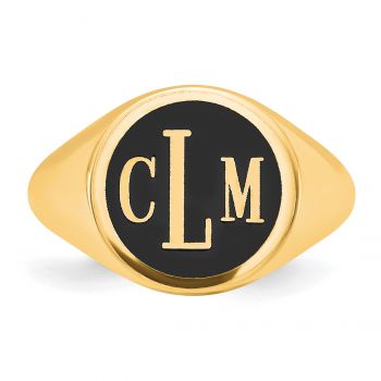 Men's Enameled Monogram Signet Ring, 14K Gold 4