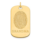 14K Gold Fingerprint Dogtag Pendant for Grandma