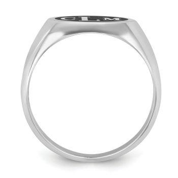 Men's Enameled Monogram Signet Ring, 14K White Gold 3