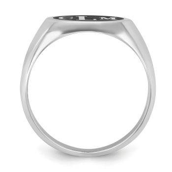 Men's Enameled Monogram Signet Ring, Sterling Silver 2