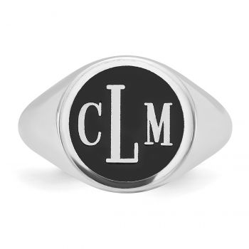 Men's Enameled Monogram Signet Ring, Sterling Silver 4