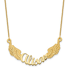 Personalized Angel Wings Name Necklace in 14K Gold
