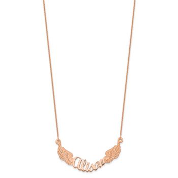 14K Rose Gold Personalized Angel Wings Name Necklace 2