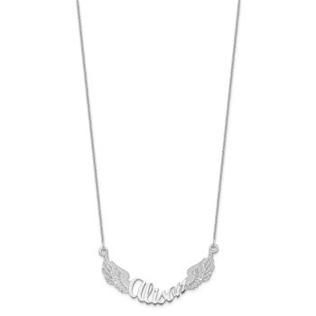 Sterling Silver Personalized Angel Wings Nameplate Necklace 2