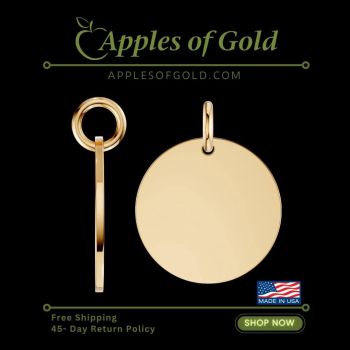 18K Gold 1-Inch Engravable Disc Necklace Pendant 6