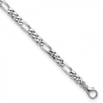 6mm Platinum Figaro Link Bracelet for Men