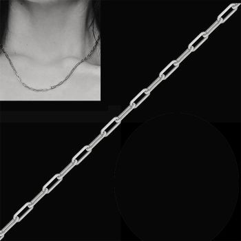 2.2mm Platinum Paper Clip Chain Necklace 4
