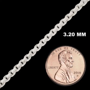 Platinum 3.2mm Round Box Chain Necklace 3