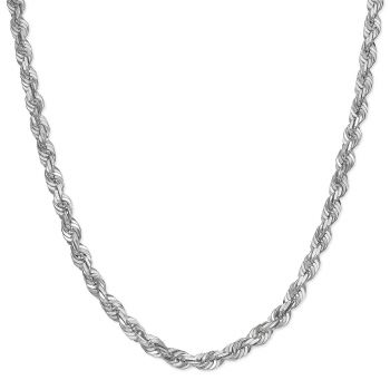 6mm Platinum Diamond-Cut Rope Chain Necklace