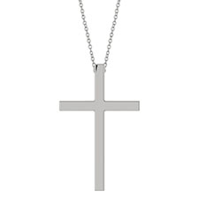Large Platinum Women's Cross Necklace with Hidden Bail