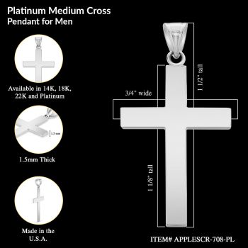 Medium Platinum Plain Cross Pendant for Men 4