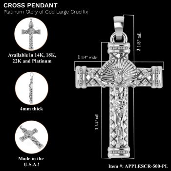 Platinum Ornate Crucifix Necklace Pendant for Men 2