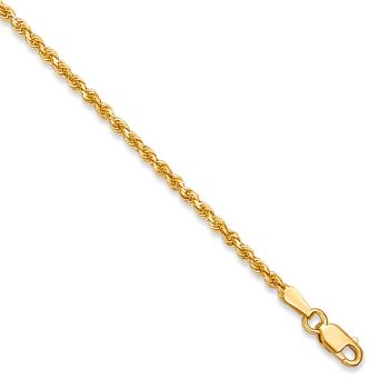 2mm Rope Bracelet, 14K Solid Gold