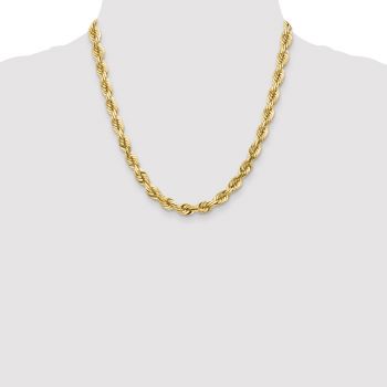 7mm Diamond-Cut Rope Chain Necklace 14K Gold 6