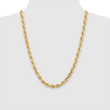 7mm Diamond-Cut Rope Chain Necklace 14K Gold 7