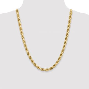 8mm Diamond-Cut Rope Chain Necklace 14K Solid Gold 7