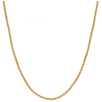 14K Gold 2mm Diamond-Cut Rope Chain Necklace