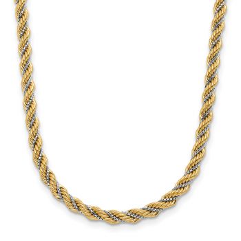 14K Italian Two-Tone Gold 3.25 Hollow Rope Chain Necklace, 18 Inches