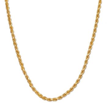 3.5mm 14K Gold Diamond-Cut Rope Chain Necklace