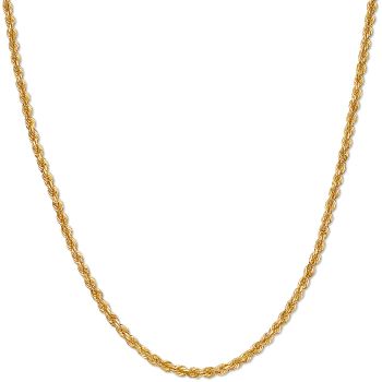 14K Gold 3mm Diamond-Cut Rope Chain