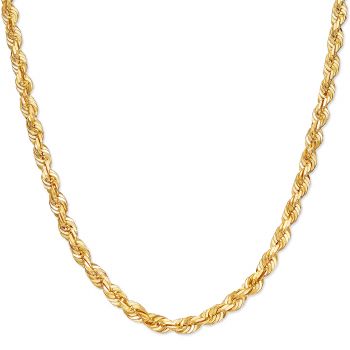 14K Gold 5mm Diamond-Cut Rope Chain Necklace