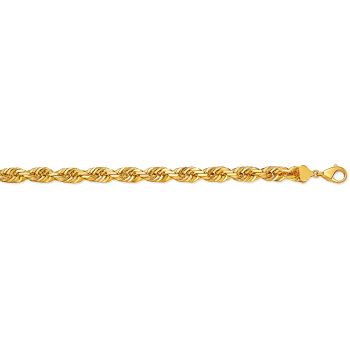 7mm Diamond-Cut Rope Chain Necklace 14K Gold 3